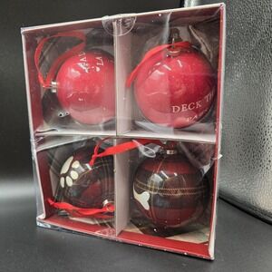 4 Piece Dog Bark Pet Christmas Ornament Set "Deck the Paws"